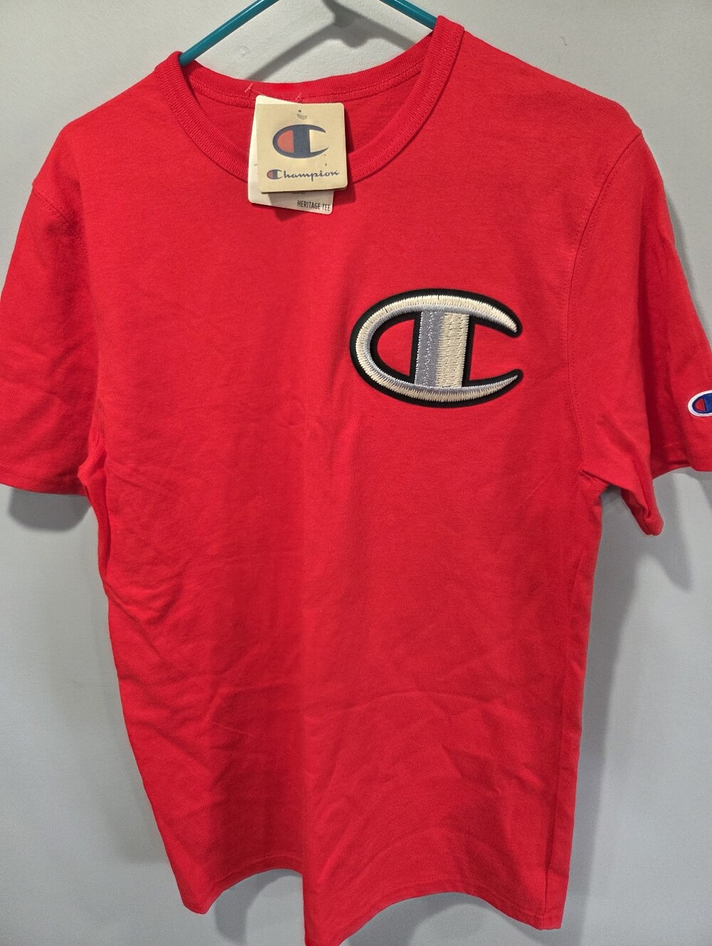 NWT Champion Heritage "C" Logo Crew Neck Short Sleeve Tee Size Mediun Red Big C